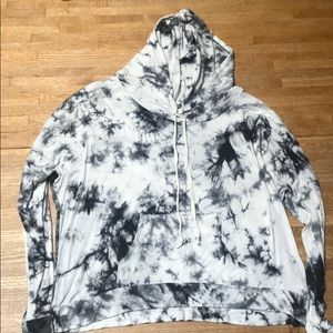 Black, grey and white tie die hoodie